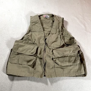 Vintage Sports Afield Fishing Vest Mens Large Tan Nylon Zip Up Hunt Fish Outdoor - Picture 1 of 12
