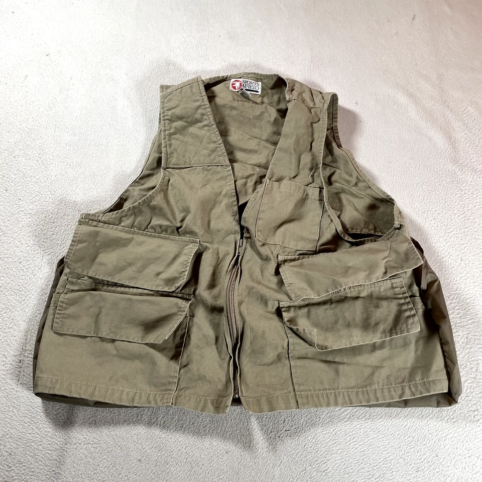 Vintage Sports Afield Fishing Vest Mens Large Tan Nylon Zip Up Hunt Fish Outdoor - Image 1 of 4