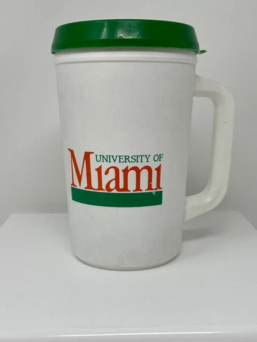 Vintage NCAA Aladdin University Of Miami U Hurricanes Football Travel Mug Cup Cover