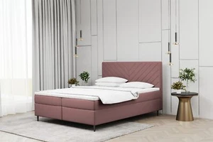 Boxspringbett Schlafzimmerbett BONITA 140x200cm in Stoff Matt Velvet Altrosa - Bild 1 von 2