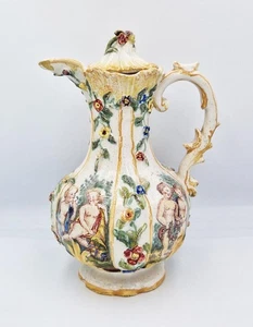 18TH CENTURY ITALIAN CASTELLI STYLE MAIOLICA LIDDED EWER / JUG - Picture 1 of 9