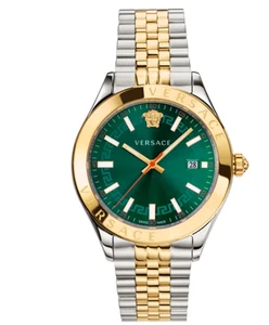 Versace Reloj Hombre Cuarzo Cuadrante Rayos de Sol Verde Helenio 42mm Auténtico Nuevo - Imagen 1 de 4