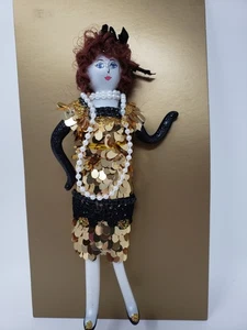 Collette et Cie® Moda Dama Vestido Negro y Dorado Adorno de Navidad - CAJA NUEVA - Imagen 1 de 6