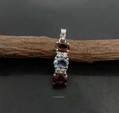 Gioielli pendenti donna argento sterling 925 granato naturale, fumè,... - Immagine 1 di 4