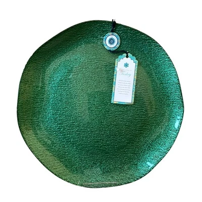 Artistic Accents Green Turkish Glass Charger Plate 13in Christmas Holiday New  - Image 1 of 4