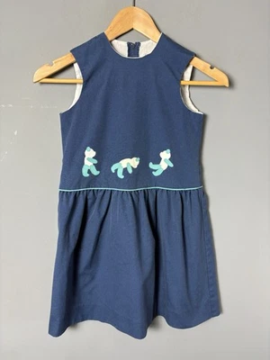 Vestido informal vintage años 80 sopa de chocolate niñas niños talla 7 azul marino oso panda Foto 1 de 4