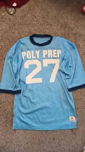 VINTAGE CHAMPION POLY PREP FOOTBALL JERSEY sz M - Picture 1 of 9