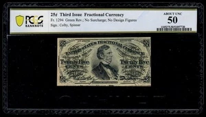 FR. 1295 25 CENTS THIRD ISSUE FRACTIONAL CURRENCY PCGS 50 ABOUT UNCIRCULATED - Picture 1 of 3