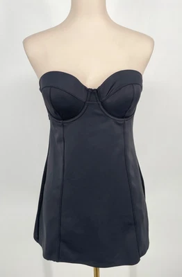 Top de traje de baño Spanx talla 10 negro con aros correas extraíbles sólido fuera del hombro Foto 1 de 4