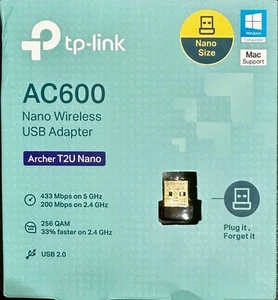 TP-Link Nano AC600 USB WiFi Adapter (Archer T2U Nano) (OPEN BOX) - Zdjęcie 1 z 7