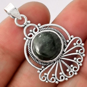 Artesanal - Serafinita rusa natural 925 plata esterlina colgante joyería P-1544 - Imagen 1 de 5