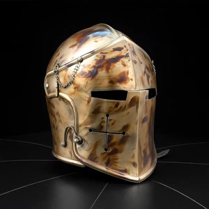 Cosplay Warlord’s Steel Barbuta Helmet – Vintage-Inspired Medieval Headgear for - Picture 1 of 6