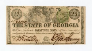 1863 Cr.15 25c The State of GEORGIA Note - CIVIL WAR Era AU - Picture 1 of 2