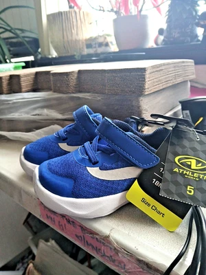 Nuevos Zapatos Bebé Niño Niña Talla 5 Athletic Works Azul Blanco Suela Ligeros Foto 1 de 3