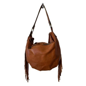 Patricia Nash Caramel Brown Fringed Hobo Shoulder Leather Bag - Picture 1 of 8