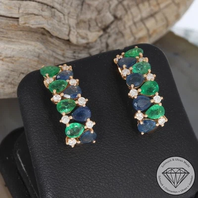 Wert 2390 € Brillant Saphir Smaragd Ohrringe 750 18 Karat Rosé Gold - Bild 1 von 4