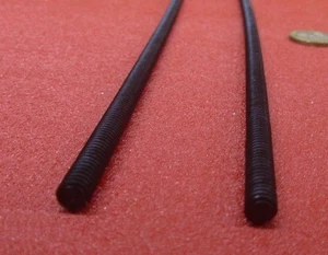 Nylon 66 Threaded Rods RH,  Black, 1/4"-20 x 2.0 Foot Long, Pkg. of 2 Units - Picture 1 of 12