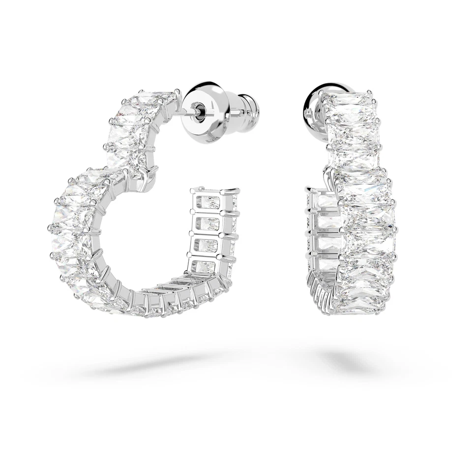 Women's SWAROVSKI Brand 5653170 White Sparkle Heart Matrix hoop earrings
