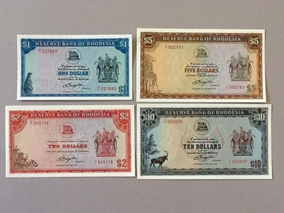 Rhodesia Replacement Notes Mixed Set: $1, $2, $5, $10  See Below for List - Image 1 of 2