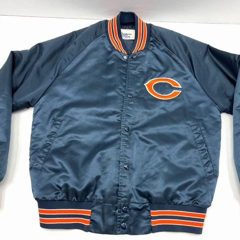 Chicago Bears NFL Satin Jacket Men’s Vintage Chalk Line USA Double Sided sz S Cover