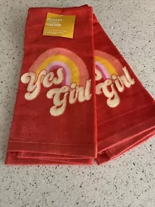 SUMMER Yes Girl Rainbow KITCHEN TOWELS 2 Pc Set NWT - Picture 1 of 5