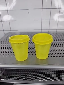 Tupperware Set of 2 Yellowish Green 2oz Measuring Cup With Lids New In Packaging - Picture 1 of 4