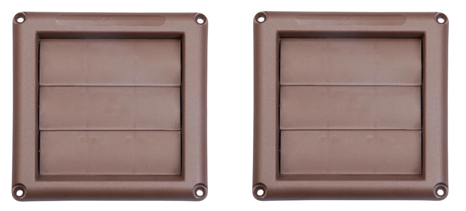 2 pack 4" Brown Plastic Replacement Louver Dryer Vent Face Hood - Image 1 of 1
