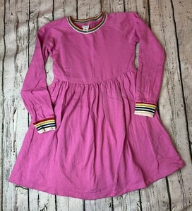Hanna Andersson Pink Sweatshirt Dress Rainbow Trim 140 10 - Picture 1 of 3