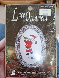 Designs for the Needle Lace Ornament Kit #1233 Golf Santa Vintage Sealed - Picture 1 of 2
