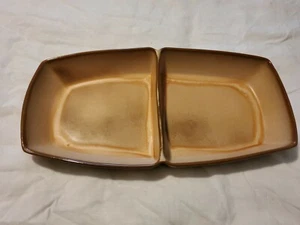 Plato para servir vintage Frankoma 5QD Plainsman marrón 13 1/2" x 7" - Imagen 1 de 8