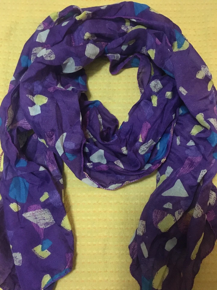 Bufanda Púrpura Amarillo Teal Blanco Patrón A Cuadros Mujeres Mamá Hermana Regalo de Verano Foto 1 de 4