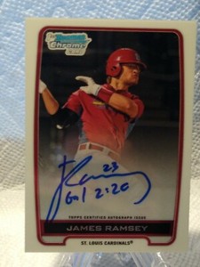 James Ramsey 2012 Bowman Chrome Prospect AUTOGRAPH #BCA-JR St. Louis Cardinals