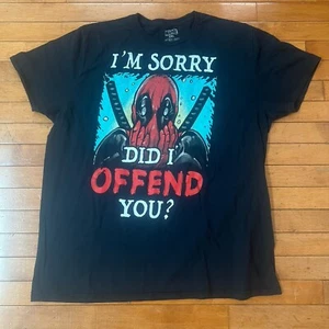 Marvel Deadpool T-Shirt Mens Size 2XL Black Crew neck I'm Sorry Did I Offend You - Picture 1 of 4