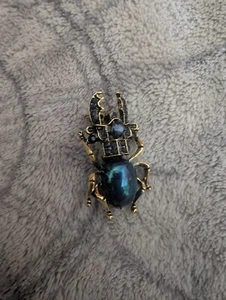 Broche Scarabée bleu intense d'Agamemnon - Strass et émaillée - Bleu - Insect - Picture 1 of 2