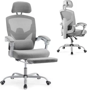 Adjustable Office Chair with Footrest, Lumbar Support, and Reclining Function - Picture 1 of 38