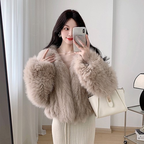 OFF WHITE Giacca da donna di lusso invernale in vera pelliccia di volpe cappotto pelliccia coreana corto