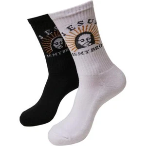 Mister Tee Jesus Is My Bro Socks 2-Pack Socken Strümpfe Unisex 2erPack Schrift - Picture 1 of 2