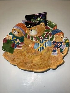 Three Bears Vintage Iridescent Christmas Serving Dish (RARE & BEAUTIFUL) - Picture 1 of 5