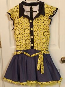 Weissman dance costume adult XL, Yellow Cowgirl inspired dress Clogging