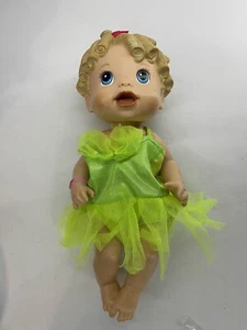 Hasbro Baby Alive BABY ALL GONE Talking Blonde Doll 2009 in a tinkerbell outfit - Picture 1 of 6