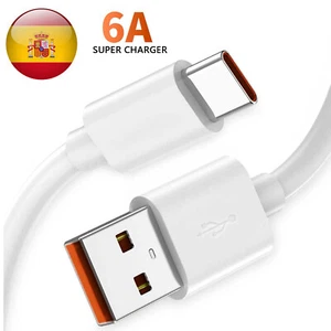 Cable USB Tipo C 1m 6A 100BA Blanco de Carga Datos Cargador Rápido Quick Charge - Imagen 1 de 2