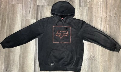 Moletom com capuz vintage Fox Racing masculino grande soletrado Y2K preto - Imagem 1 de 4