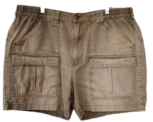 VINTAGE Cabela’s Cargo Shorts 38 Green Stretch Waist Canvas Hiking Lite Distress - Picture 1 of 15