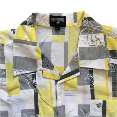 Camisa De Colección Y2K Rocawear Manga Corta XL Botón Frontal Cara AOP Rap Suelta Foto 1 de 4