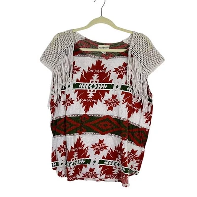Top de mujer Denim & Supply Ralph Lauren azteca occidental crochet flecos talla L Foto 1 de 4