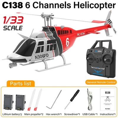 RC ERA Bell-206 RC Helicopter 6CH 6-axis Gyro Optical Flow Positioning Plane - Image 1 of 4