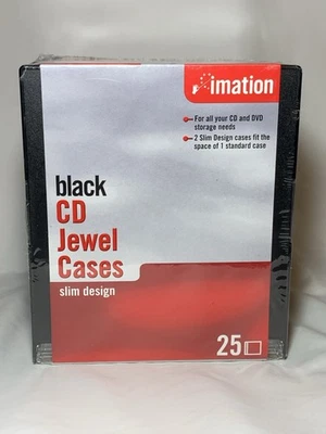 Imation Black CD Jewel Cases For CDs & DVDs 25 Pack Slim Design *NEW* - Image 1 of 4