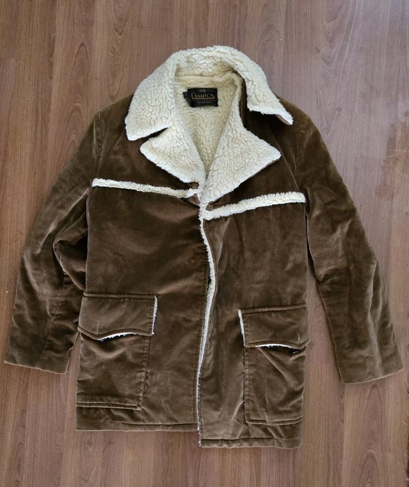 Campus Outwear Vintage  Sherpa Lined Corduroy Coat Brown Men’s 46 USA Made... - Image 1 of 4