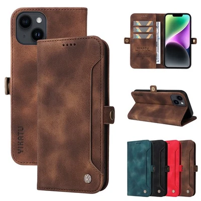 Wallet Flip Leather Cover For iPhone 15 Pro Max 14 Plus 13 Pro 12 11 XR SE Case - Image 1 of 4