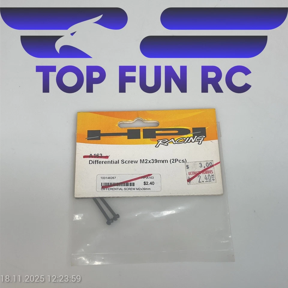 HPI A163 DIFFERENTIAL SCREW M2X39MM (2PCS) FOR RS4 & PRO3 1/10 SCALE TOURING CAR - Image 1 of 1